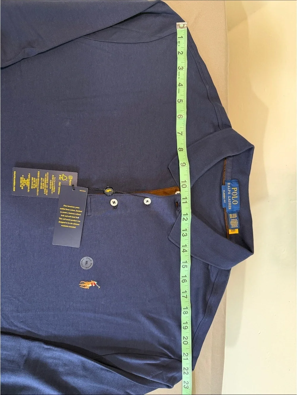 Polo by Ralph Lauren Long Sleeve Polo Shirt - Navy with Tan Accents